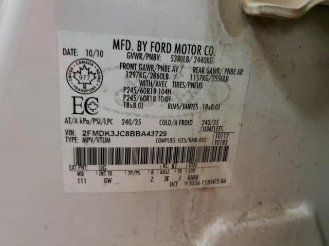 Photo 10 from auction – 2011 FORD EDGE SEL with VIN 2FMDK3JC8BBA43729