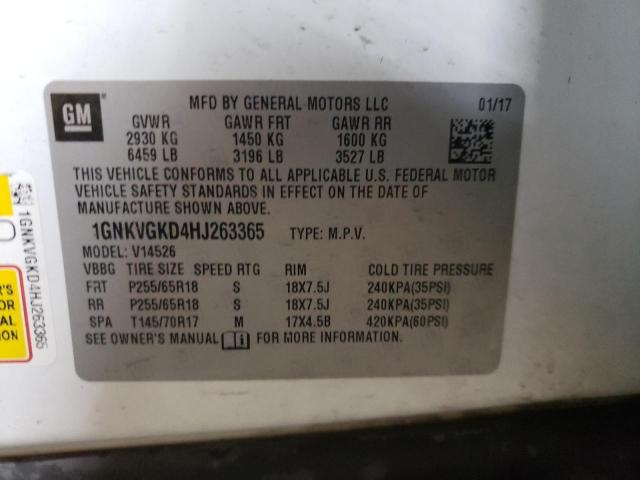 Photo 10 from auction – 2017 CHEVROLET TRAVERSE L with VIN 1GNKVGKD4HJ263365