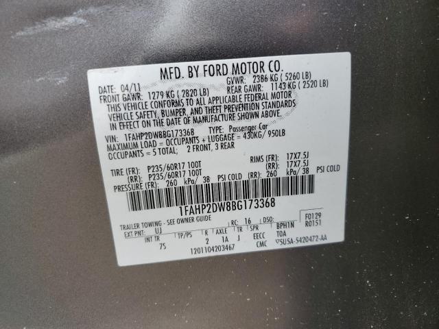 Photo 10 from auction – 2011 FORD TAURUS SE with VIN 1FAHP2DW8BG173368