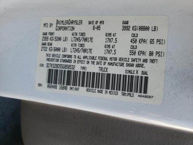Photo 10 from auction – 2005 DODGE RAM 2500 S with VIN 3D7KS28D55G858532