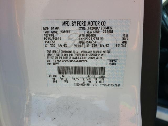 Photo 10 from auction – 2005 FORD ESCAPE XLS with VIN 1FMYU92Z85KA40924