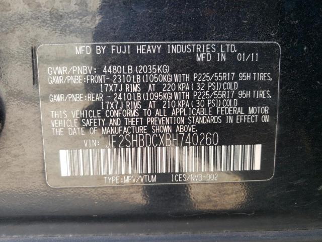 Photo 10 from auction – 2011 SUBARU FORESTER 2 with VIN JF2SHBDCXBH740260