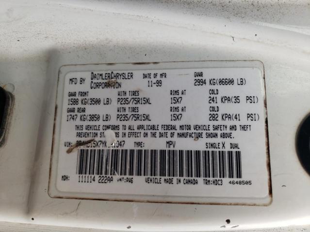 Photo 10 from auction – 2000 DODGE RAM WAGON with VIN 2B4HB15X7YK121947