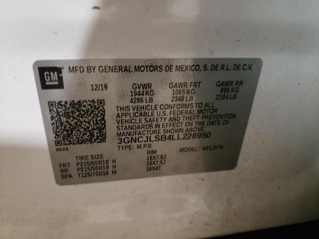 Photo 10 from auction – 2020 CHEVROLET TRAX 1LT with VIN 3GNCJLSB4LL228950