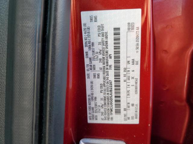 Photo 10 from auction – 2018 FORD ESCAPE SE with VIN 1FMCU0GD5JUB22207