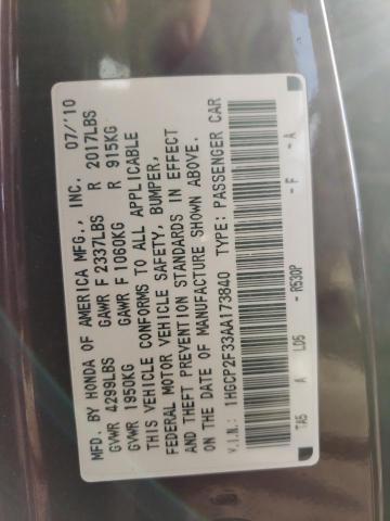 Photo 10 from auction – 2010 HONDA ACCORD LX with VIN 1HGCP2F33AA173840