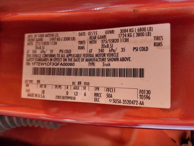 Photo 10 from auction – 2016 FORD F150 SUPER with VIN 1FTEW1CF3GFA00060