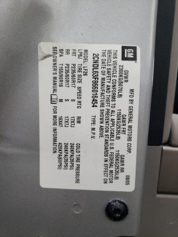 Photo 10 from auction – 2006 CHEVROLET EQUINOX LT with VIN 2CNDL63F866016454