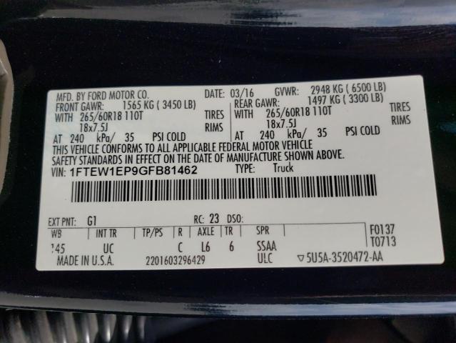 Photo 10 from auction – 2016 FORD F150 SUPER with VIN 1FTEW1EP9GFB81462