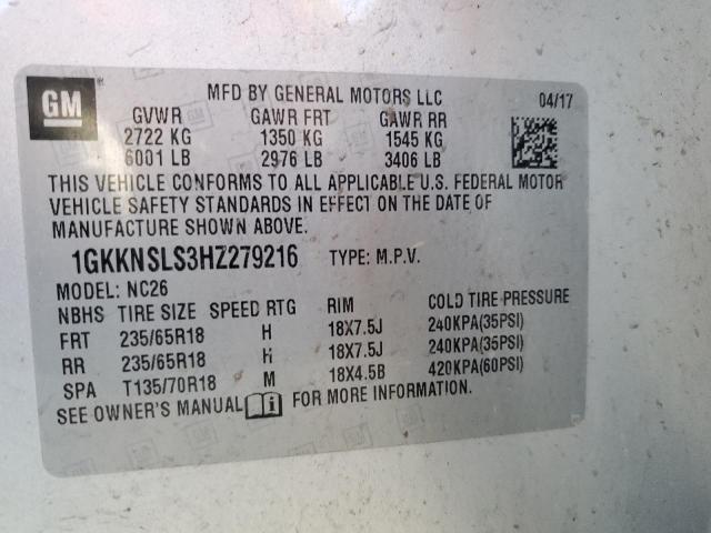 Photo 10 from auction – 2017 GMC ACADIA SLE with VIN 1GKKNSLS3HZ279216