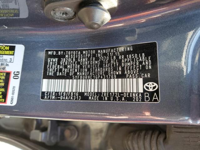 Photo 10 from auction – 2016 TOYOTA COROLLA L with VIN 5YFBURHE1GP431769