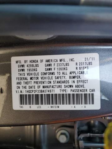 Photo 10 from auction – 2011 HONDA ACCORD LX with VIN 1HGCP2F33BA074971