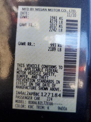 Photo 10 from auction – 2011 NISSAN ALTIMA with VIN 1N4AL2AP8BC127184