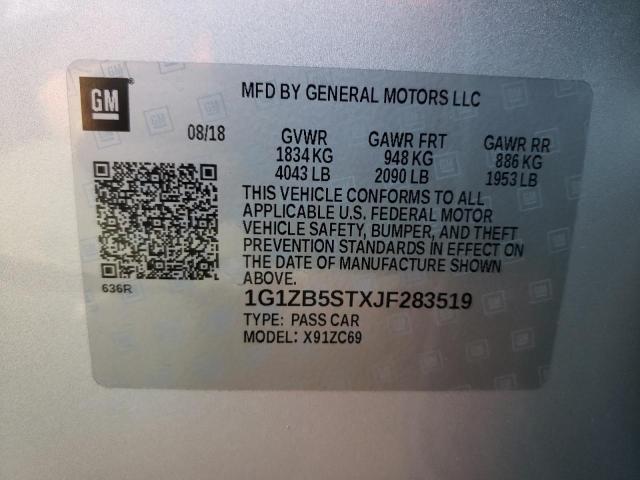 Photo 10 from auction – 2018 CHEVROLET MALIBU LS with VIN 1G1ZB5STXJF283519