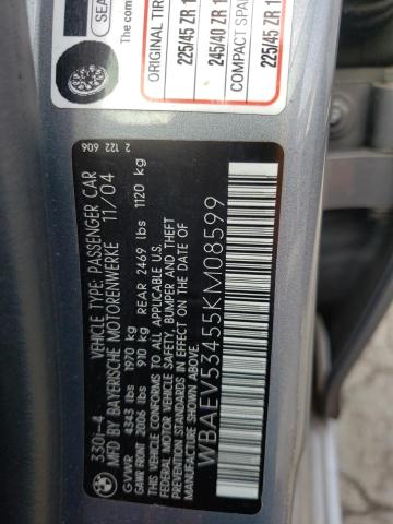 Photo 10 from auction – 2005 BMW 330 I with VIN WBAEV53455KM08599