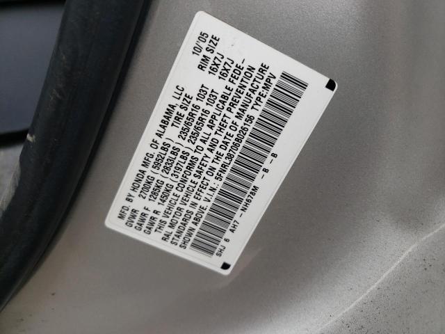 Photo 10 from auction – 2006 HONDA ODYSSEY EX with VIN 5FNRL38706B026156