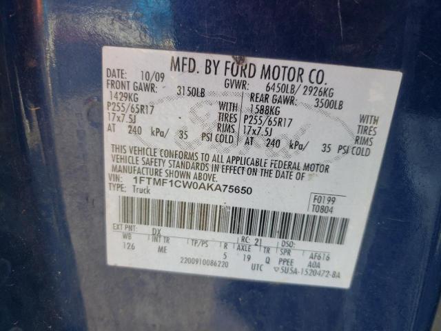 Photo 10 from auction – 2010 FORD F150 with VIN 1FTMF1CW0AKA75650