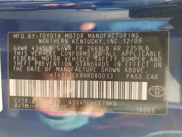 Photo 10 from auction – 2010 TOYOTA CAMRY BASE with VIN 4T4BF3EK8AR080033