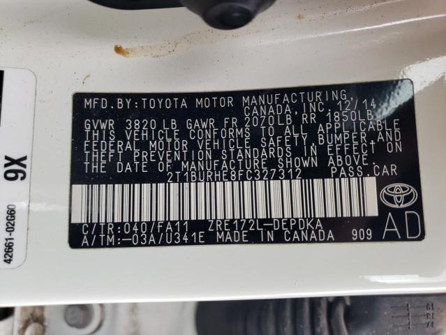 Photo 10 from auction – 2015 TOYOTA COROLLA L with VIN 2T1BURHE8FC327312