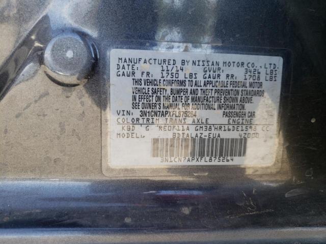 Photo 10 from auction – 2015 NISSAN VERSA S with VIN 3N1CN7APXFL875264