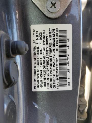 Photo 10 from auction – 2012 HONDA CIVIC LX with VIN 19XFB2F50CE367382