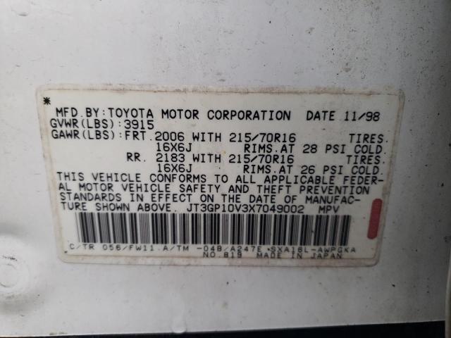 Photo 10 from auction – 1999 TOYOTA RAV4 with VIN JT3GP10V3X7049002