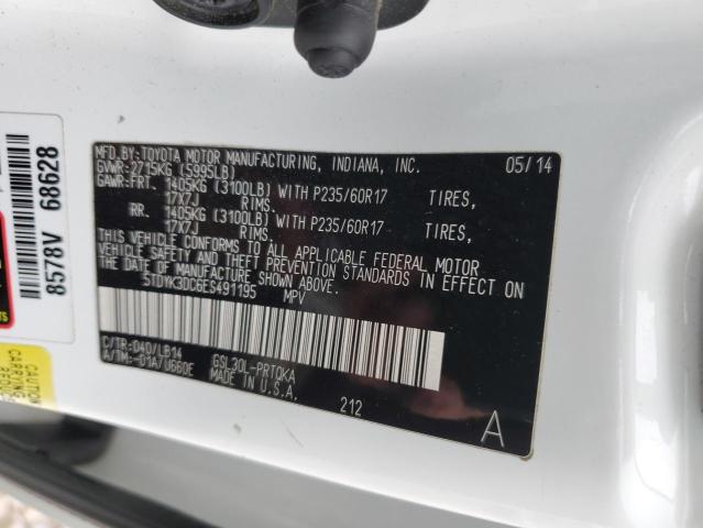 Photo 10 from auction – 2014 TOYOTA SIENNA XLE with VIN 5TDYK3DC6ES491195