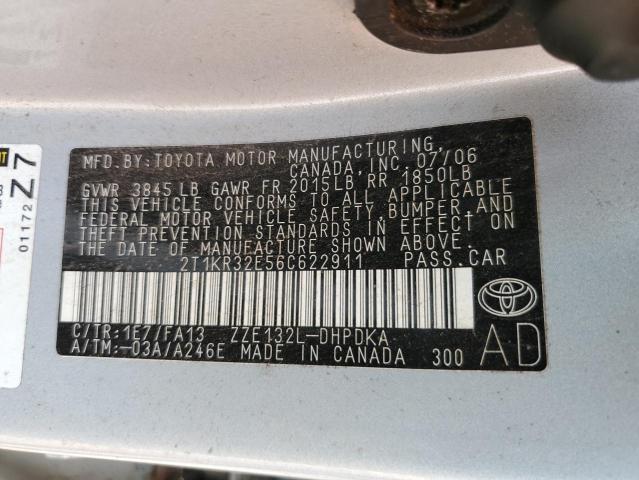 Photo 10 from auction – 2006 TOYOTA COROLLA MA with VIN 2T1KR32E56C622911