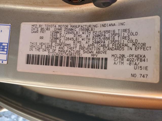 Photo 10 from auction – 2004 TOYOTA SIENNA CE with VIN 5TDZA23C74S032761