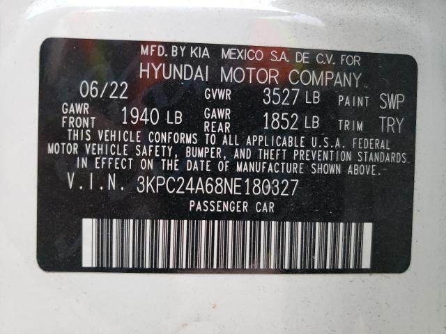 Photo 10 from auction – 2022 HYUNDAI ACCENT SE with VIN 3KPC24A68NE180327