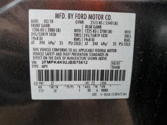 Photo 10 from auction – 2018 FORD EDGE TITAN with VIN 2FMPK4K92JBB75812