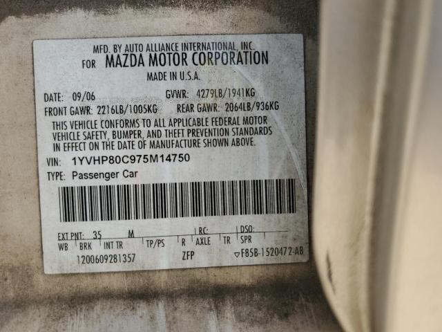 Photo 10 from auction – 2007 MAZDA 6 I with VIN 1YVHP80C975M14750