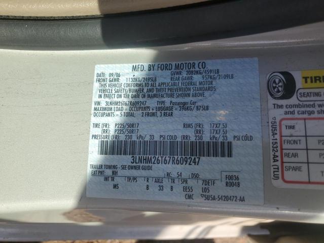 Photo 10 from auction – 2007 LINCOLN MKZ with VIN 3LNHM26T67R609247