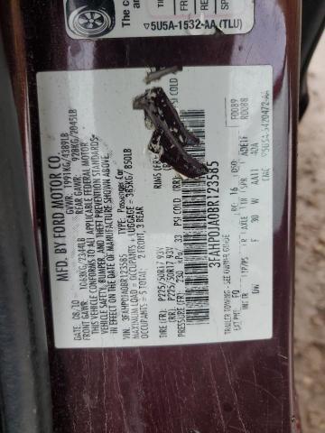 Photo 10 from auction – 2011 FORD FUSION SEL with VIN 3FAHP0JA0BR123585