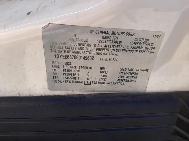 Photo 10 from auction – 2008 CADILLAC SRX with VIN 1GYEE637080149632
