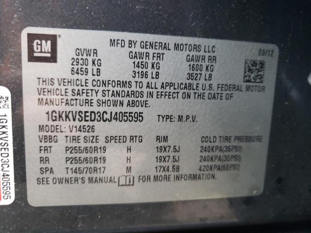 Photo 10 from auction – 2012 GMC ACADIA SLT with VIN 1GKKVSED3CJ405595