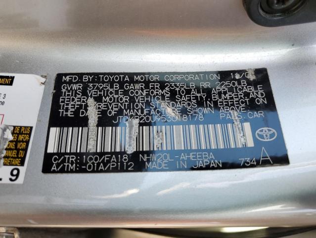 Photo 10 from auction – 2005 TOYOTA PRIUS with VIN JTDKB20U953018178
