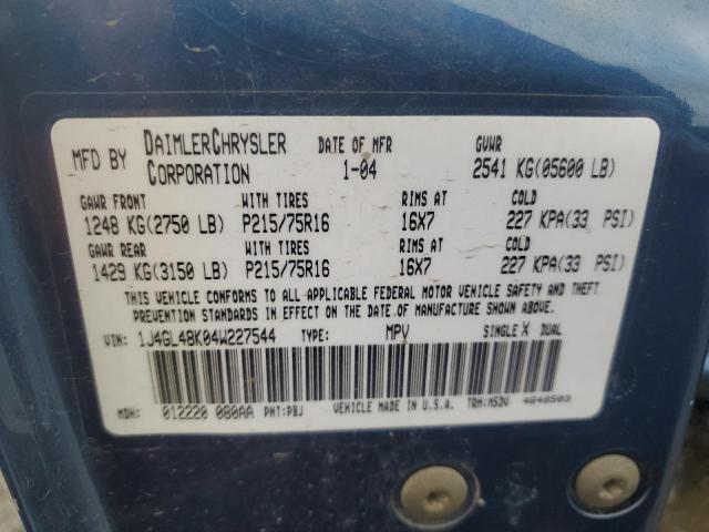 Photo 10 from auction – 2004 JEEP LIBERTY SP with VIN 1J4GL48K04W227544