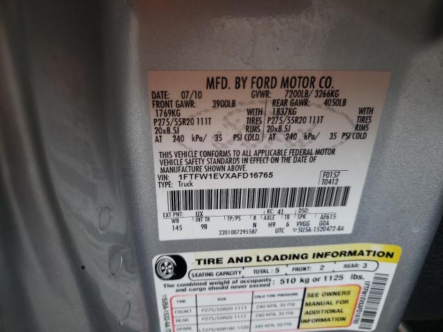 Photo 10 from auction – 2010 FORD F150 SUPER with VIN 1FTFW1EVXAFD16765