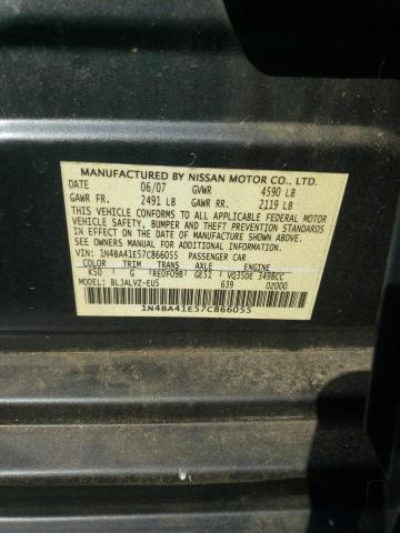 Photo 10 from auction – 2007 NISSAN MAXIMA SE with VIN 1N4BA41E57C866055