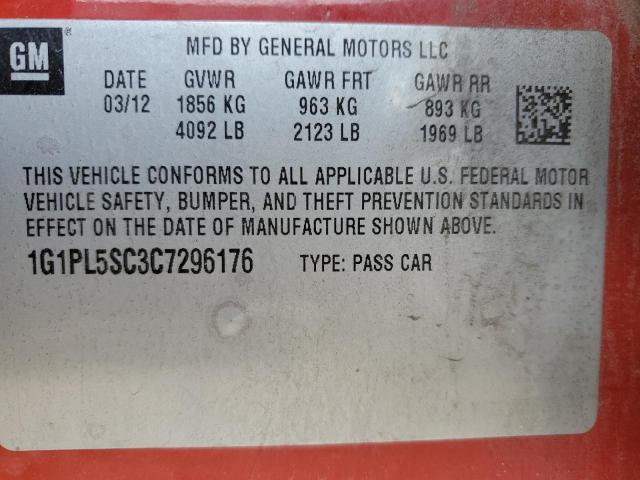Photo 10 from auction – 2012 CHEVROLET CRUZE LT with VIN 1G1PL5SC3C7296176