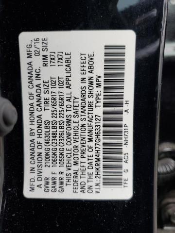 Photo 10 from auction – 2016 HONDA CR-V EXL with VIN 2HKRM4H77GH633127