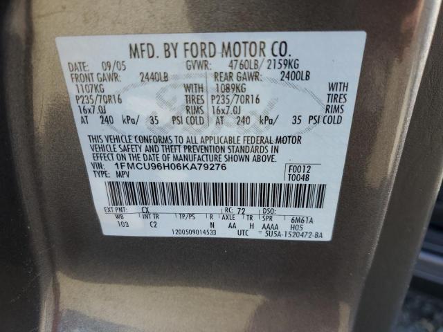 Photo 10 from auction – 2006 FORD ESCAPE HEV with VIN 1FMCU96H06KA79276