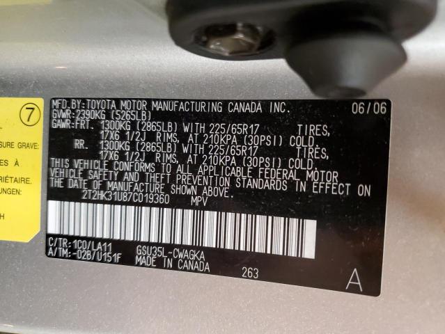 Photo 10 from auction – 2007 LEXUS RX 350 with VIN 2T2HK31U87C019360