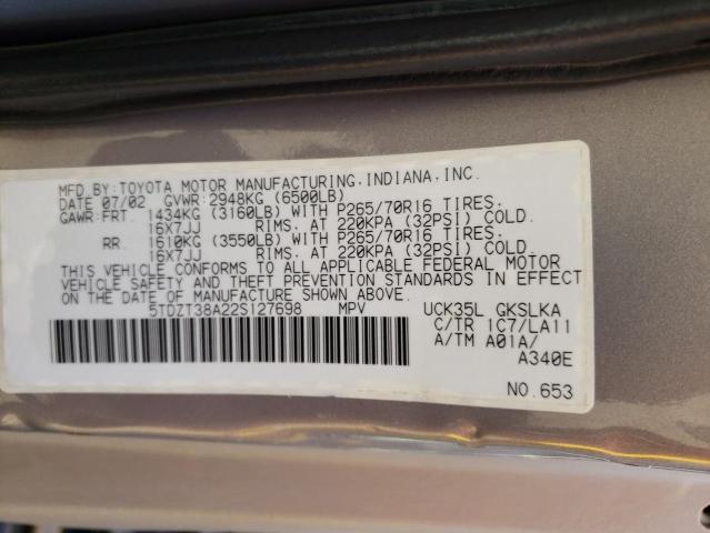 Photo 10 from auction – 2002 TOYOTA SEQUOIA LI with VIN 5TDZT38A22S127698