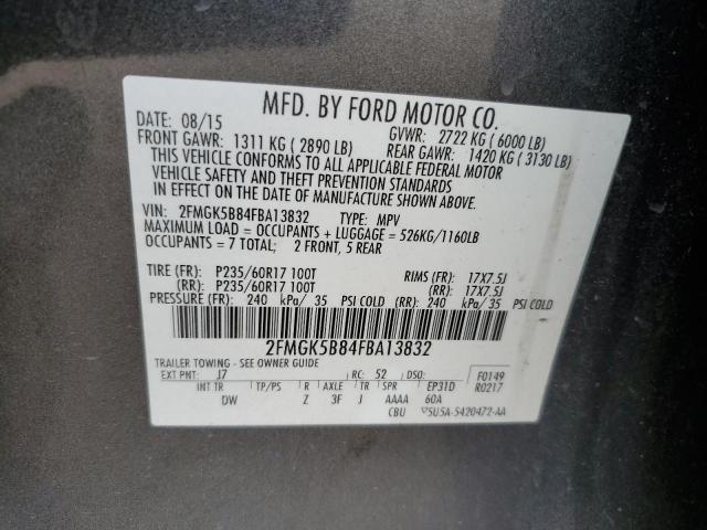 Photo 10 from auction – 2015 FORD FLEX SE with VIN 2FMGK5B84FBA13832