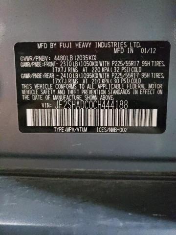 Photo 10 from auction – 2012 SUBARU FORESTER 2 with VIN JF2SHADC0CH444188