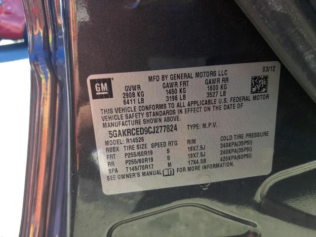 Photo 10 from auction – 2012 BUICK ENCLAVE with VIN 5GAKRCED9CJ277824