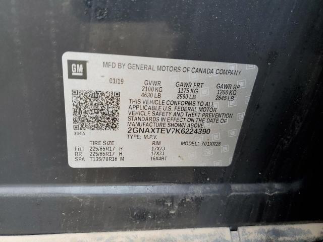 Photo 10 from auction – 2019 CHEVROLET EQUINOX LT with VIN 2GNAXTEV7K6224390