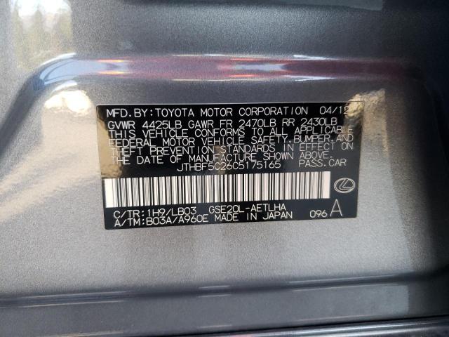 Photo 10 from auction – 2012 LEXUS IS 250 with VIN JTHBF5C26C5175165